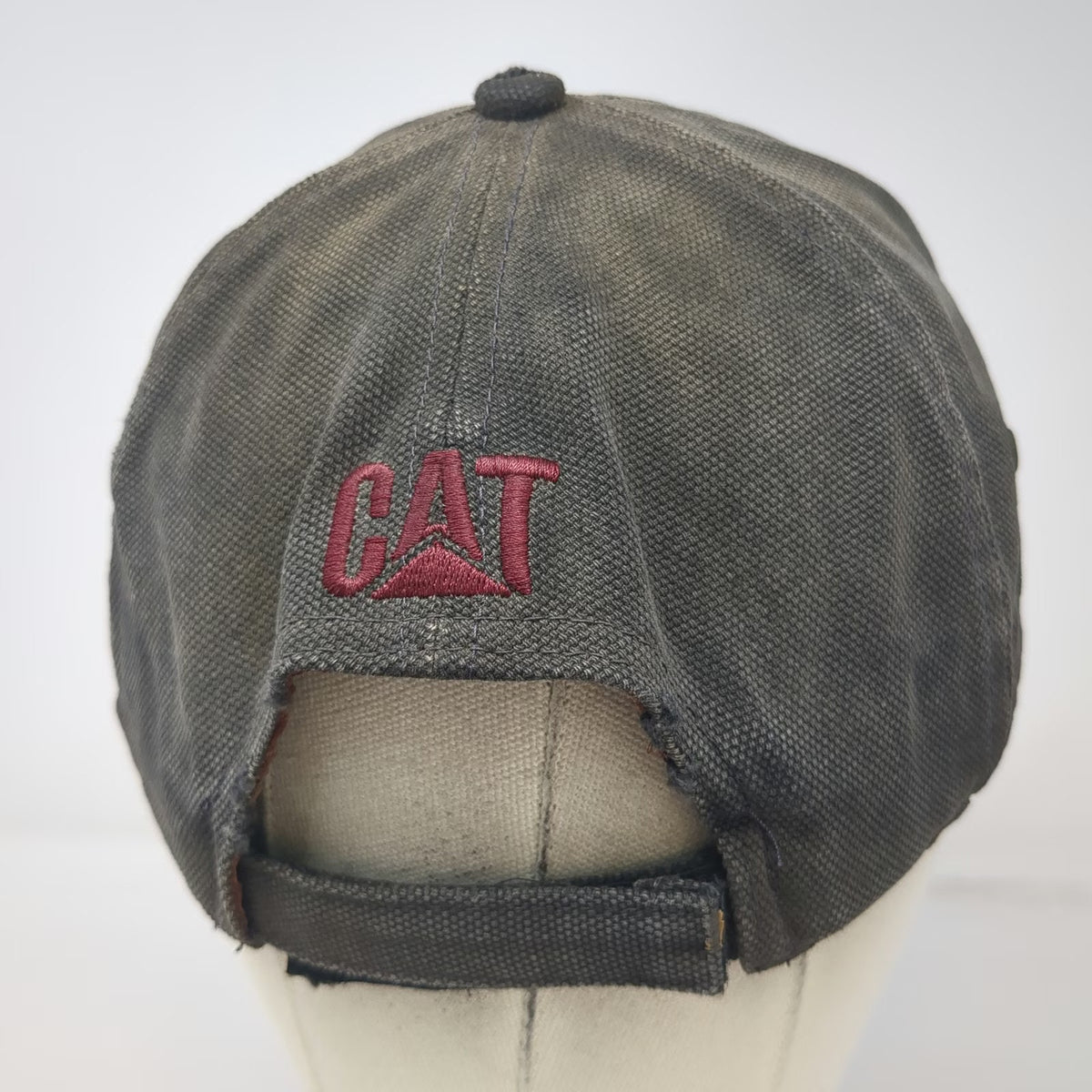 Caterpillar Baseball Cap Black Beige Red One Size Distressed Brim Strapback Hat