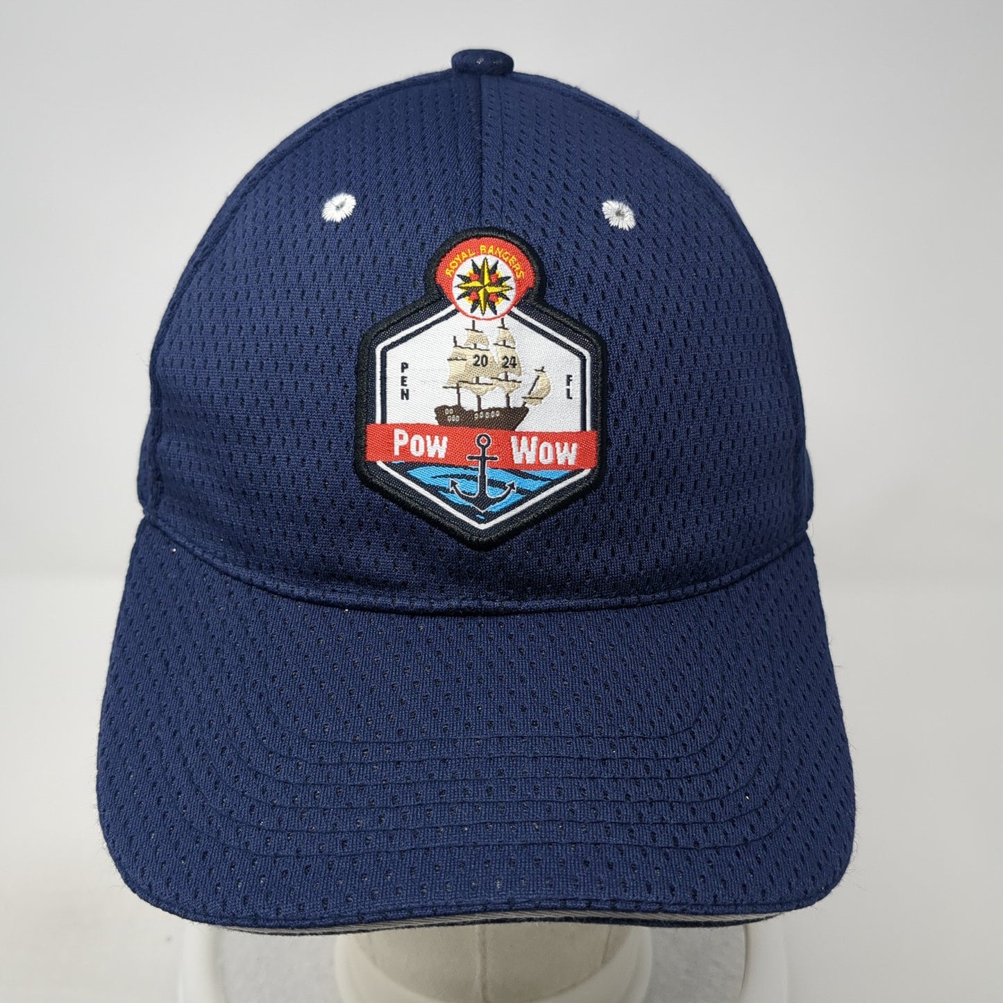 Pow Wow Strapback Hat Blue One Size Adjustable Solid 6 Panel Outdoor