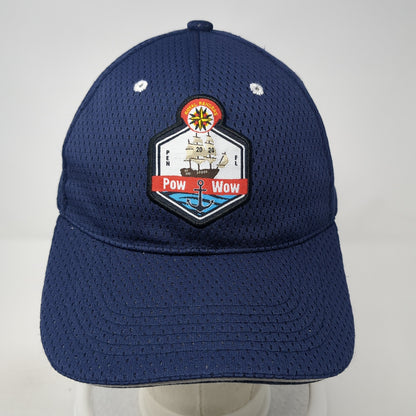 Pow Wow Strapback Hat Blue One Size Adjustable Solid 6 Panel Outdoor