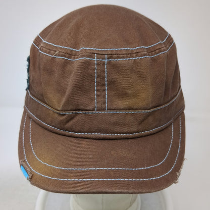 Cactus Ropes Army Cap Brown One Size Strapback Contrast Stitching Side Patch Hat