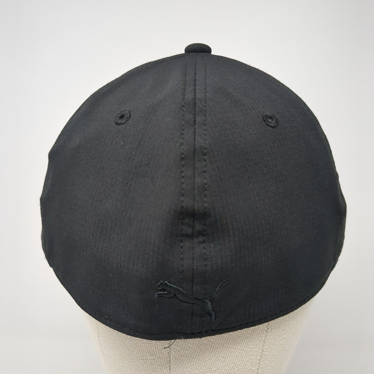 Puma Logo Fitted Hat Black L/XL Embroidered Stretch Solid 6 Panel