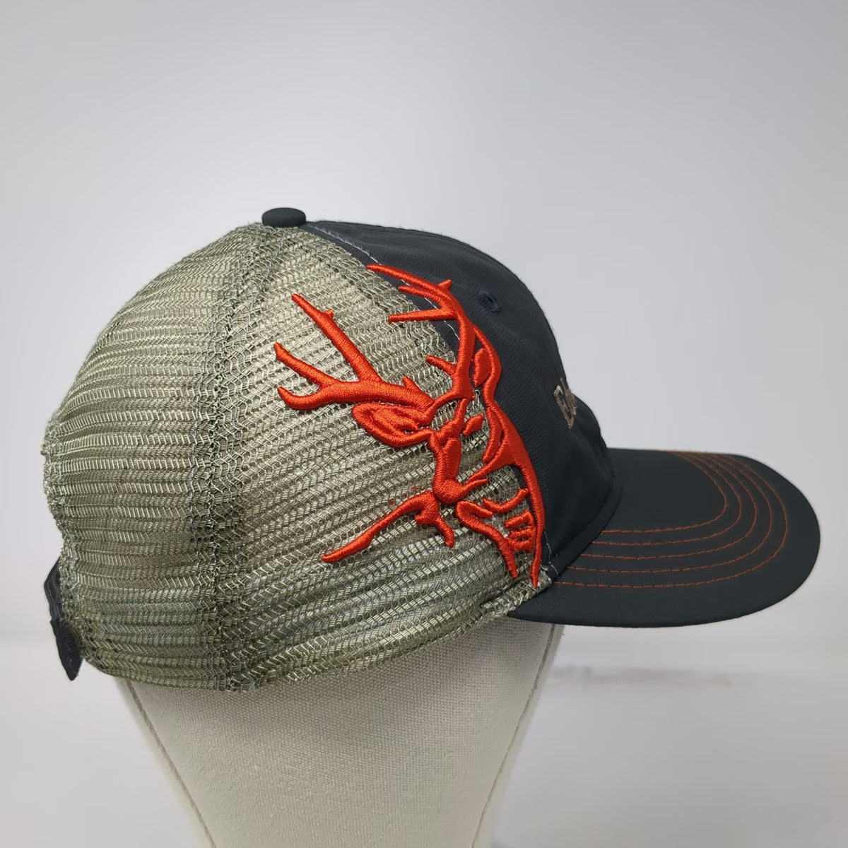 DRI-DUCK Baseball Cap Gray One Size Mesh Edward Jones Orange Antlers Hat Stitch