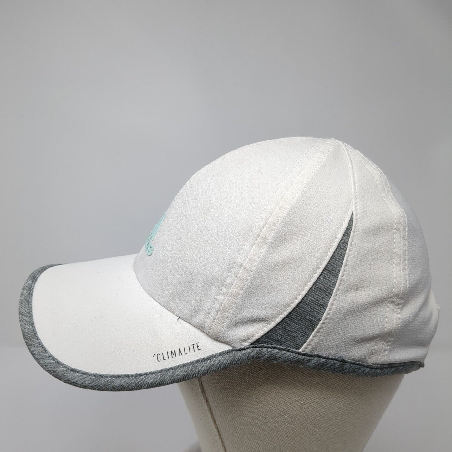 Adidas 3 Stripes Climalite Strapback Hat White One Size Gray Trim