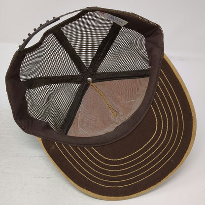 I/D/E/A Inc Trucker Hat Brown One Size Elk Snow Mesh Snapback Vegan Suede Patch