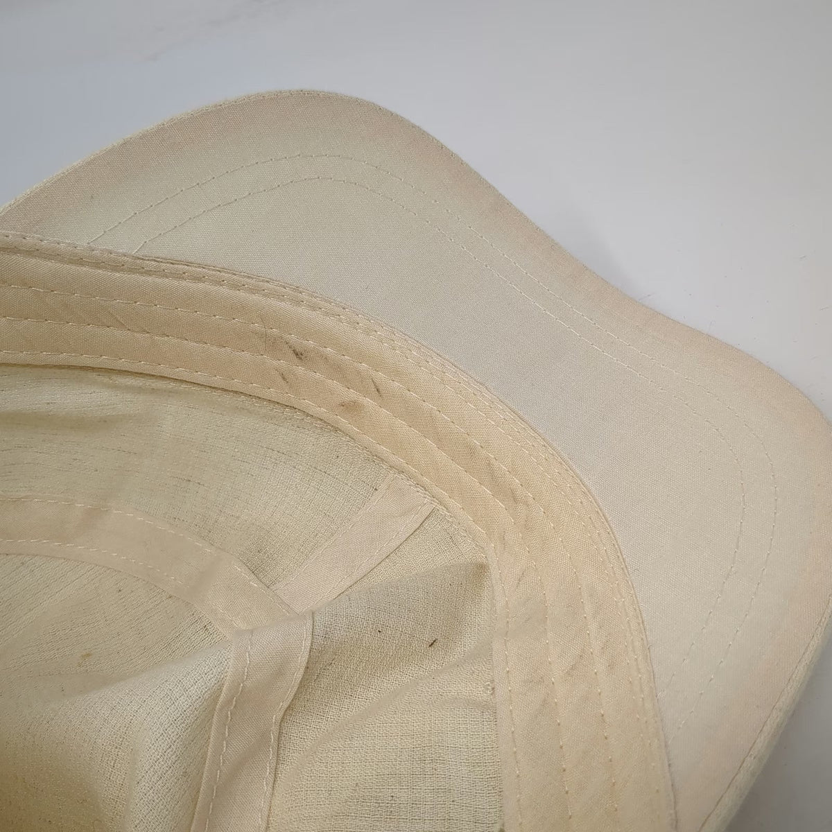 Beige Army Cap One Size Hat Flower Gold Zipper Trim Accent Cadet Elastic Back
