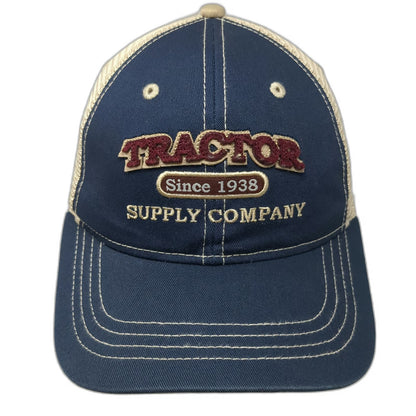 Tractor Supply Co Baseball Cap Blue Beige One Size Mesh Strapback Logo Farm Hat