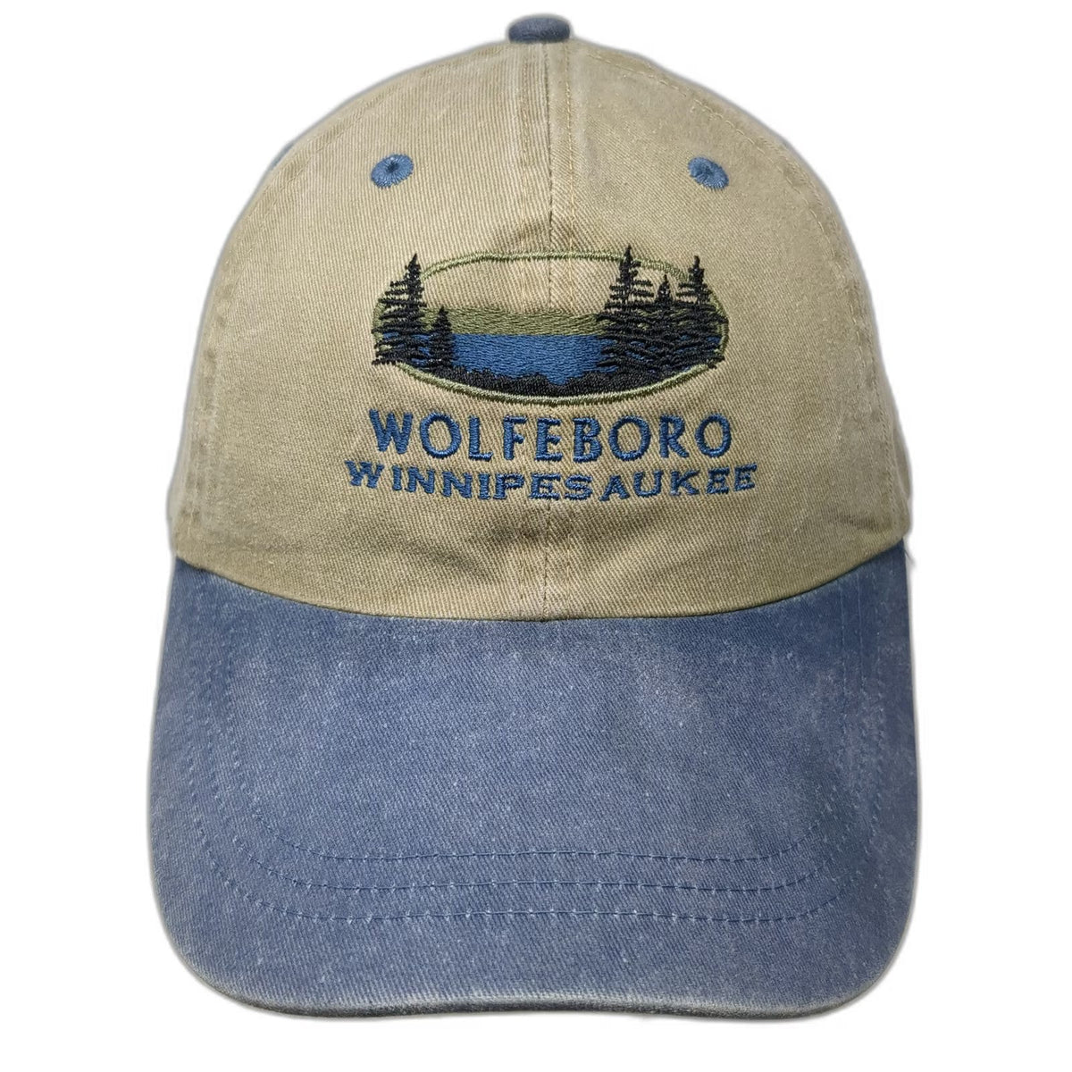 Ouray Sportswear Baseball Cap Beige Blue One Size Wolfeboro Lake Strapback Hat
