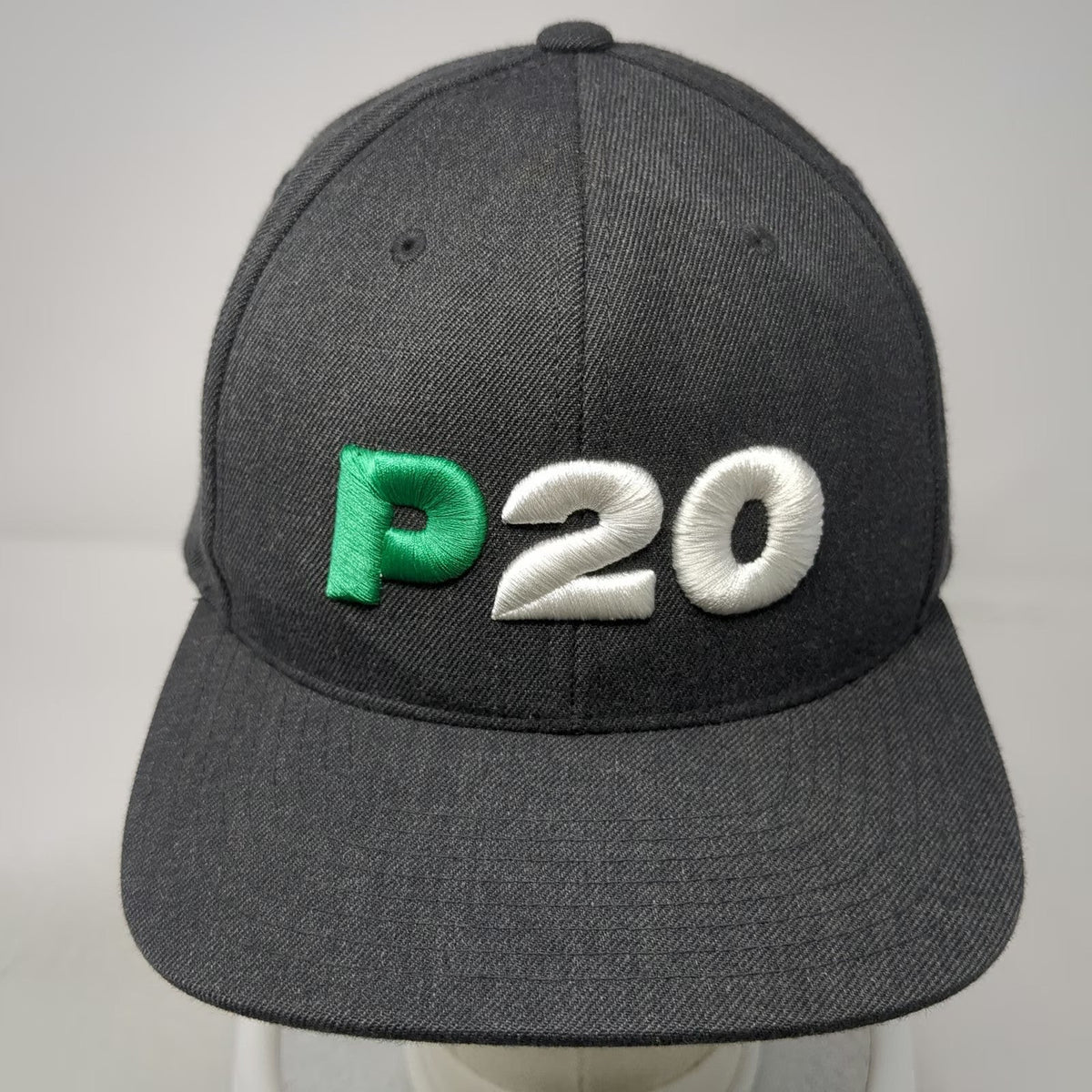 Yupoong Snapback Gray One Size P20 Green Underbrim Flat Bill Wool Blend hat