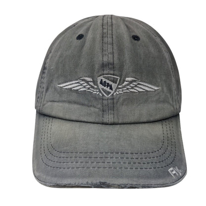 AOPA Fly Slideback Hat Gray OSFA Adjustable Embroidered Vented Holes 6 Panel