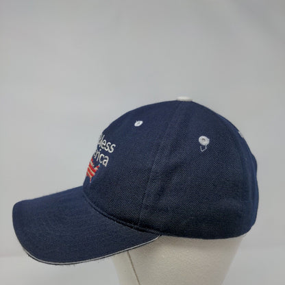God Bless America Strapback Hat Blue OSFA Adjustable Embroidered Patriotic CAP