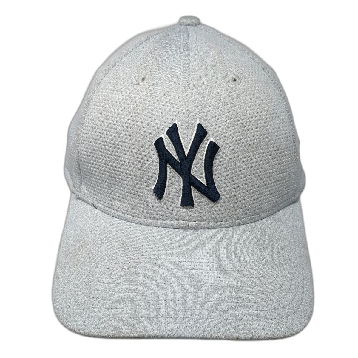 New York Yankees MLB New Era Baseball Cap Gray Blue L 39THIRTY Stretch Fit Mesh