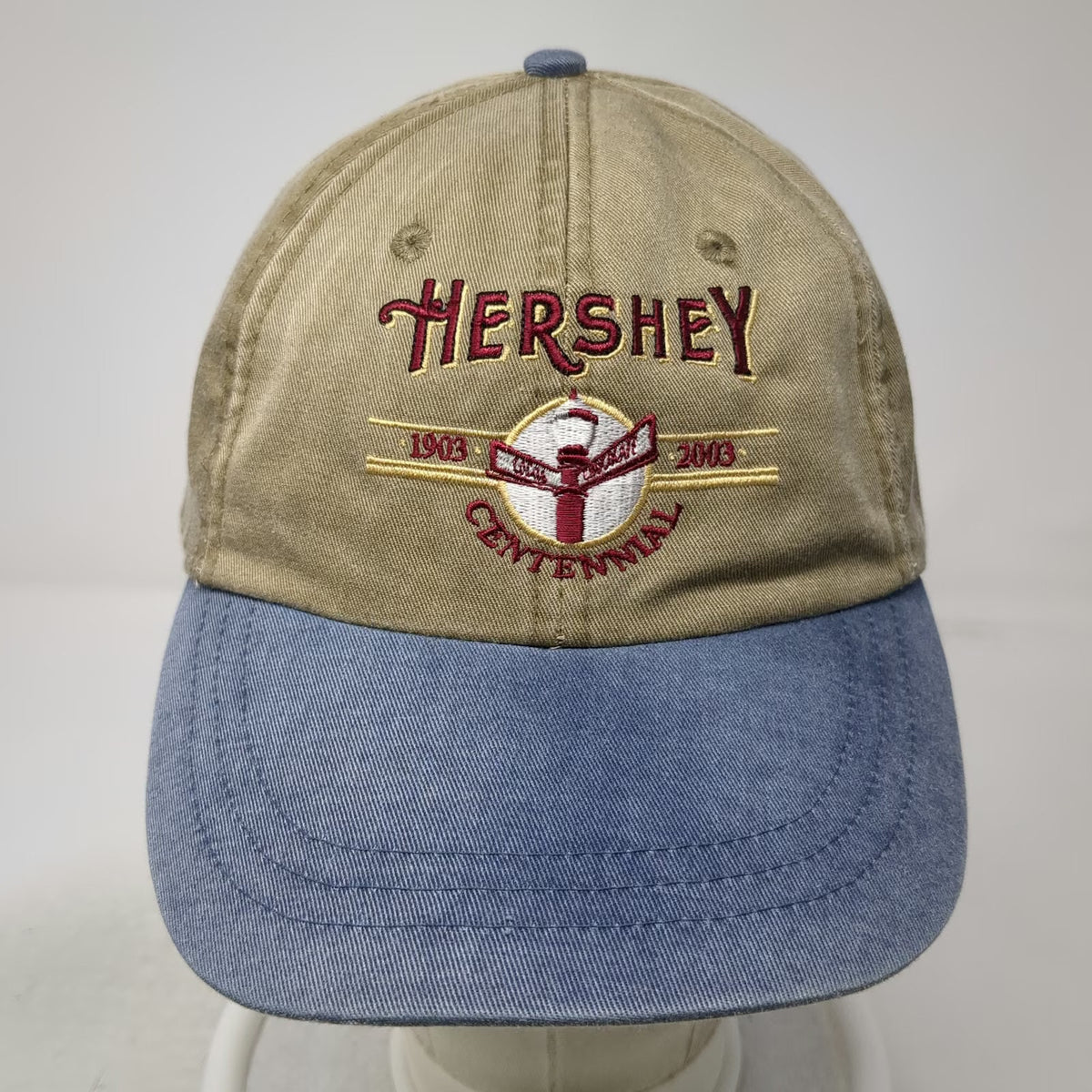 HeadShot Hershey Centennial 1903-2003 Baseball Cap Beige Blue Hat Vintage
