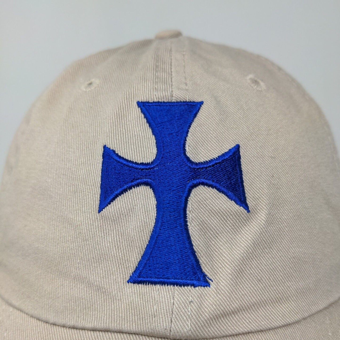 Sigma Chi Men's Slideback Hat Tan Embroidered Cross Logo Dad's Weekend Cotton