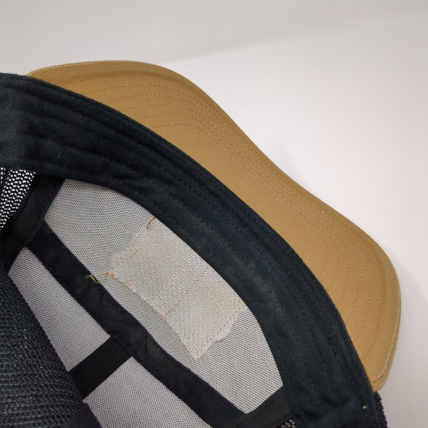 MH Maupin Homes Snapback Trucker Hat Tan OS Adjustable Mesh Red Lbl Outdoor Cap