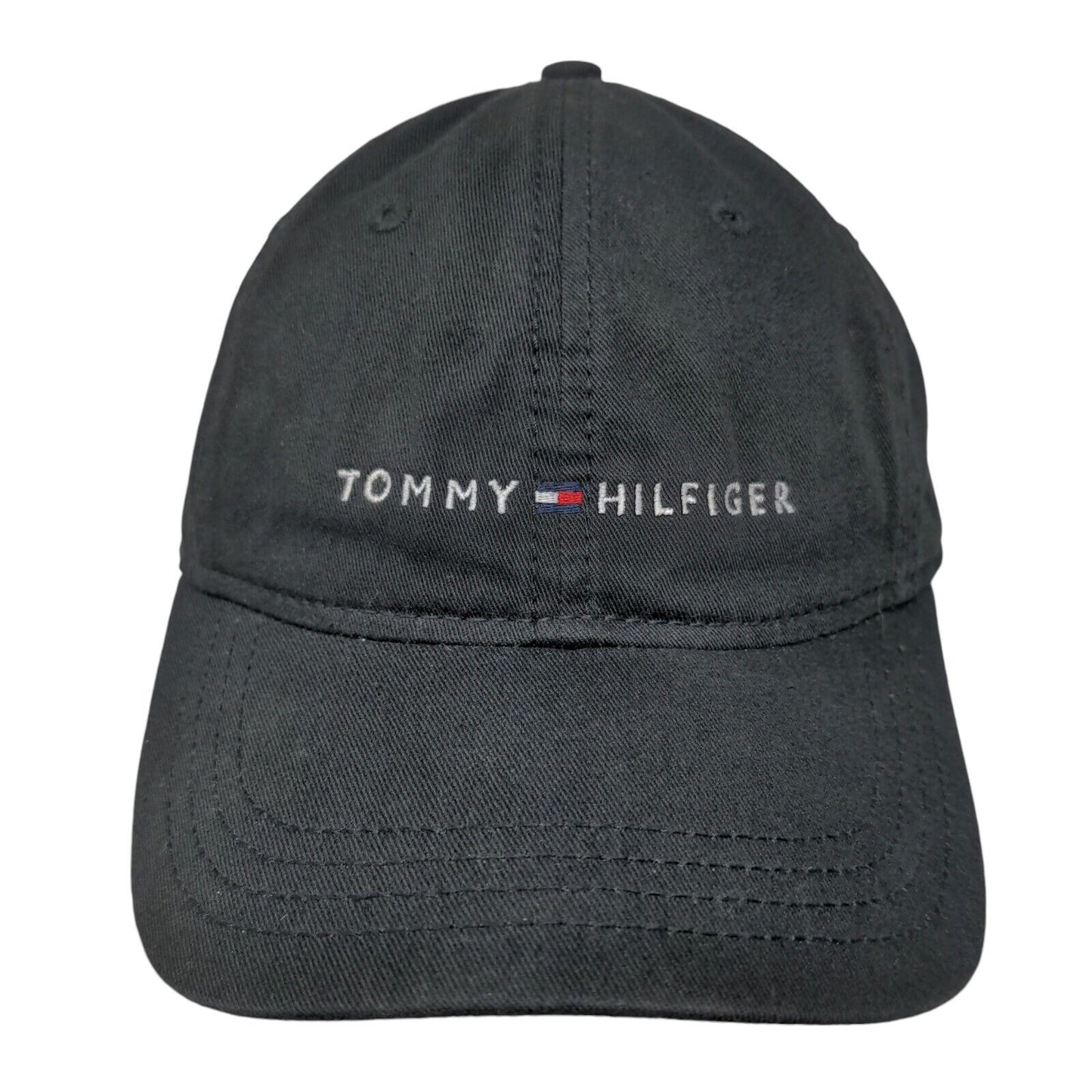 Tommy Hilfiger Slideback Hat Black One Size Adjustable Leather Strap