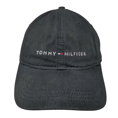 Tommy Hilfiger Slideback Hat Black One Size Adjustable Leather Strap