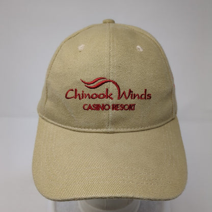 Chinook Winds Casino Resort Strapback Hat Tan One Size Adjustable