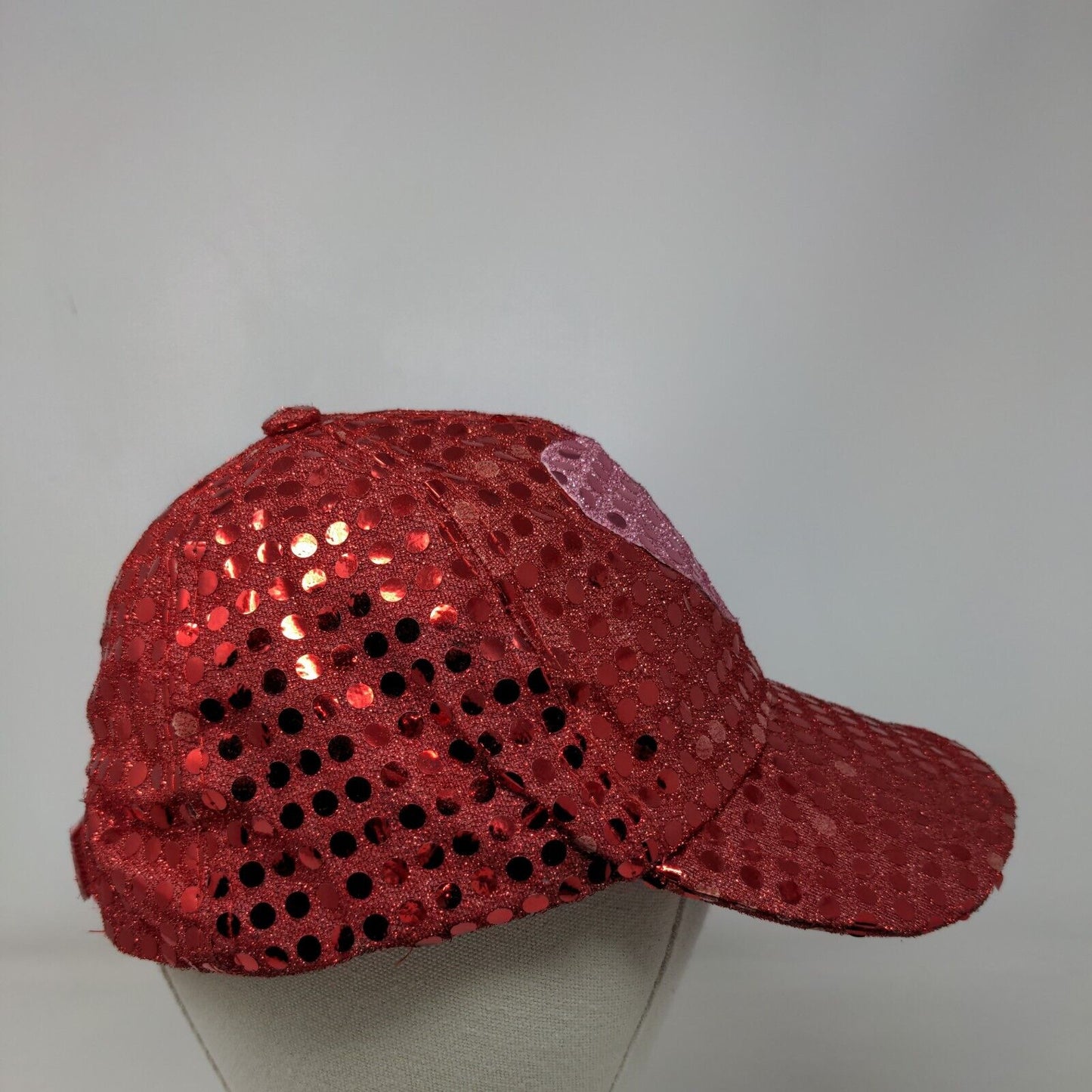 Heart Sequin Sparkle Strapback Hat Red One Size Adjustable 6 Panel
