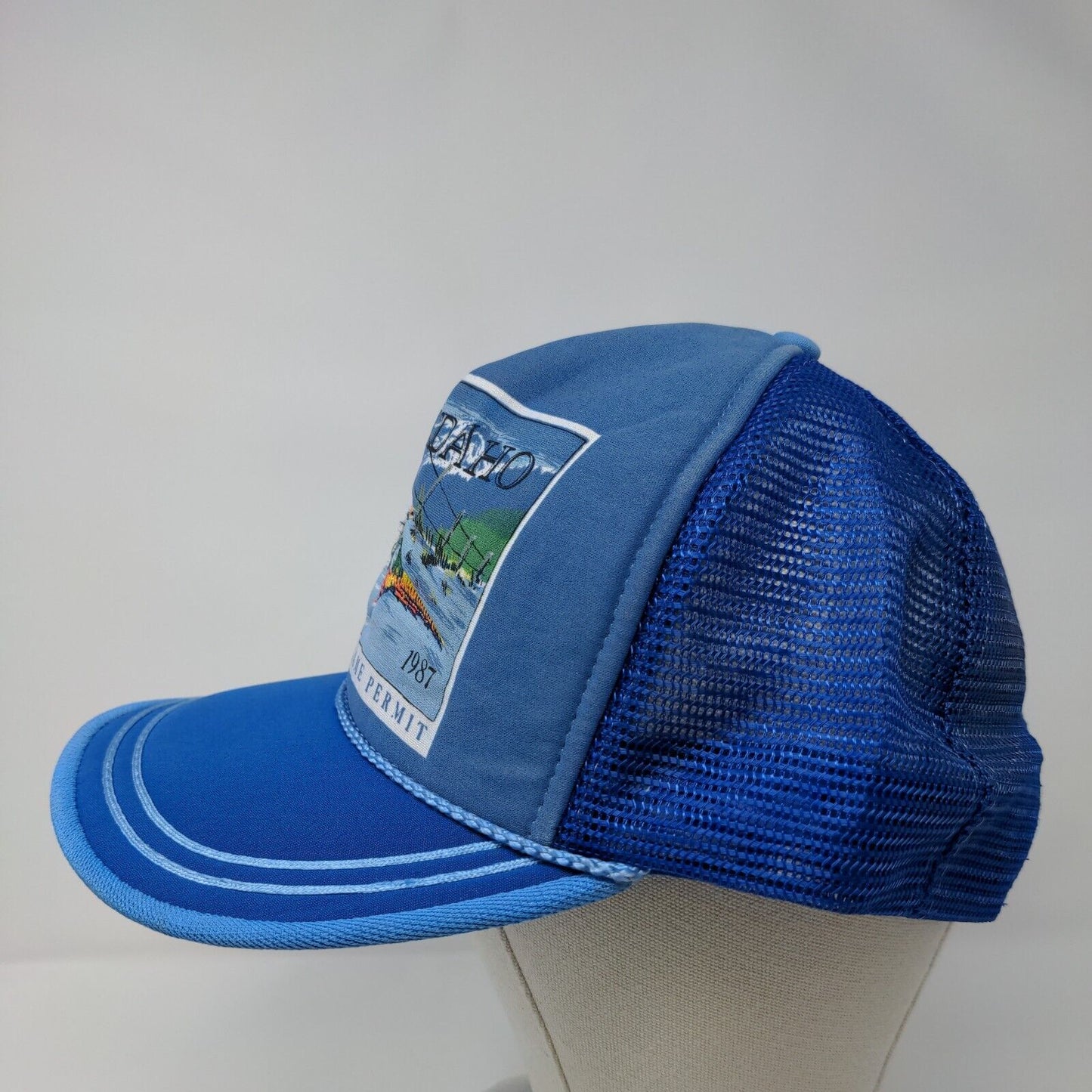 Idaho Upland Game Permit Snapback Trucker Hat Blue OSFA Mesh Back Rope
