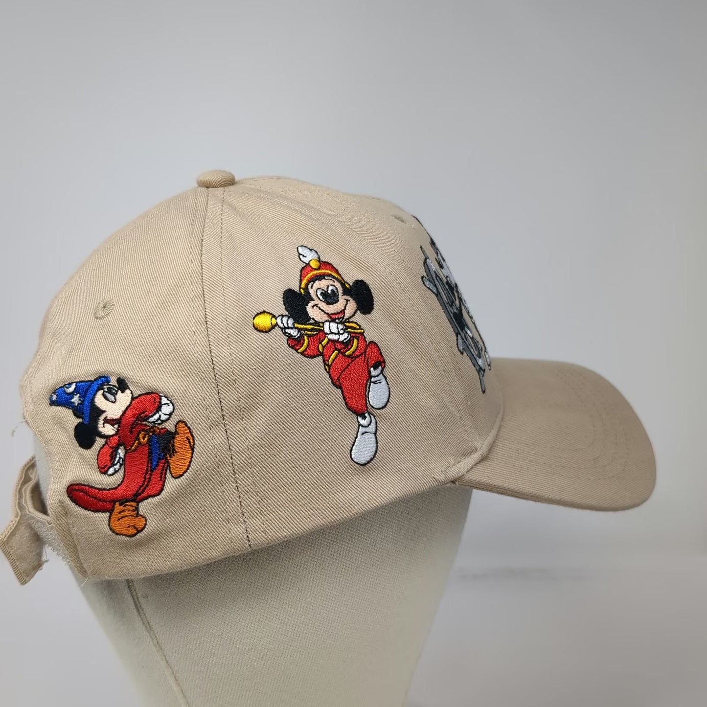 Disney Baseball Cap Beige One Size Mickey Mouse Multi Character Strapback Hat