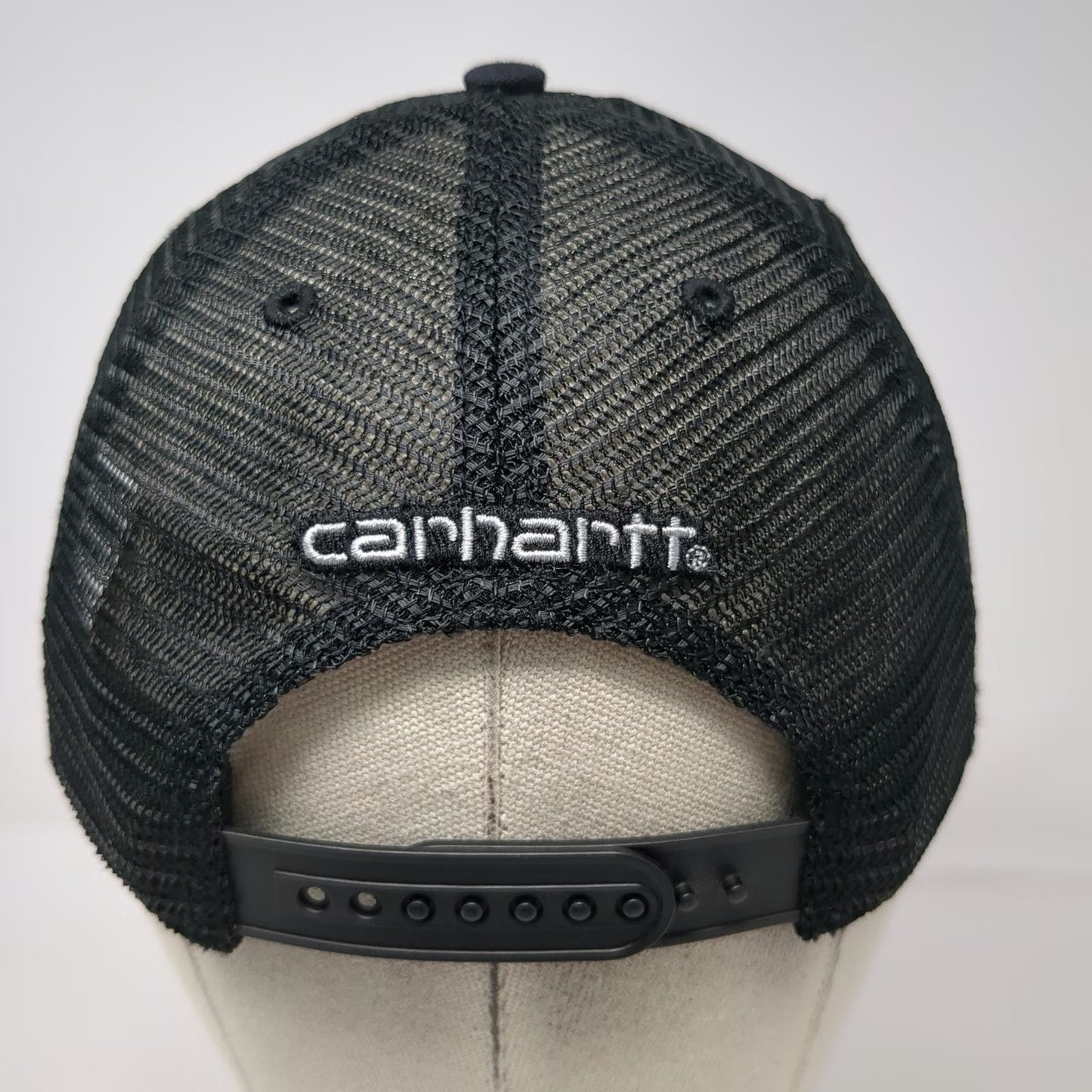 Carhartt Trucker Hat Black White Orange One Size Mesh Snapback Patch Logo Curved