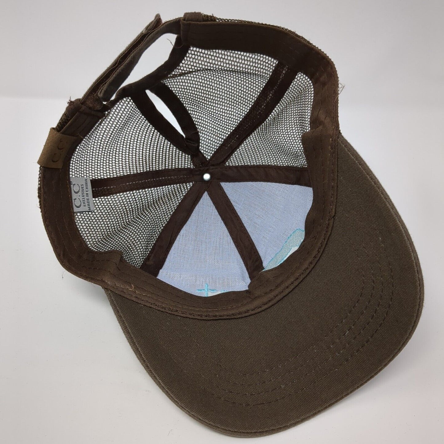 C.C Exclusives Trucker Hat Ponytail Brown One Size Cowboy Praying