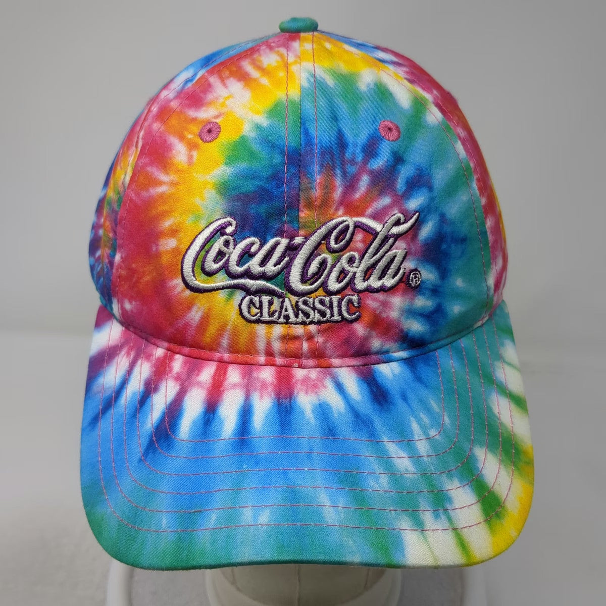Coca-Cola Baseball Cap Blue Red Yellow One Size Tie-Dye Embroidered Classic Hat