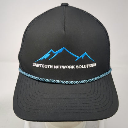Zapped Trucker Hat Black Blue One Size Snapback Mesh Rope Sawtooth Network Logo