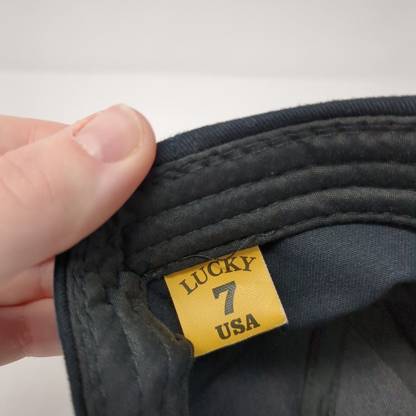 86 Lagoon Strapback Hat Black One Size Adjustable Solid Lucky 7 USA