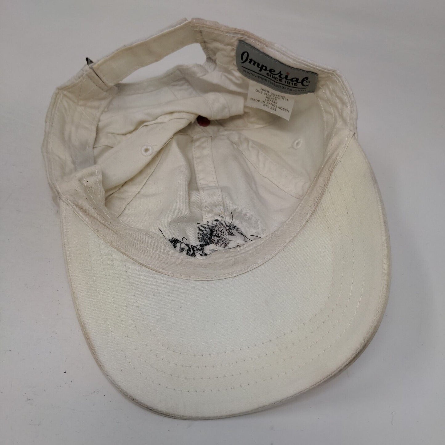 Mid Pines Strapback Hat Cream OSFA Adjustable Embroidered 6 Panel Imperial