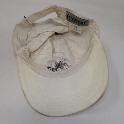Mid Pines Strapback Hat Cream OSFA Adjustable Embroidered 6 Panel Imperial