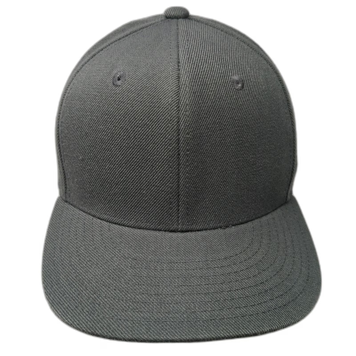 Decky Baseball Cap Gray 7 1/4 Fitted 6-Panel Flat Brim Solid Hat