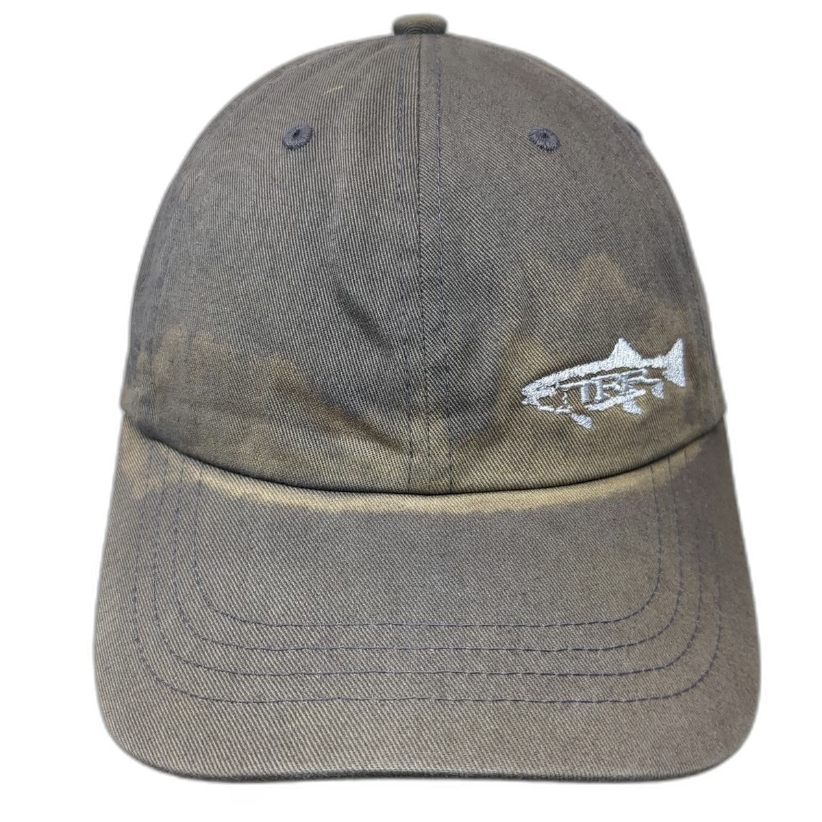 Yupoong Baseball Cap Gray One Size Embroidered TRF Fish Slideback Hat 6 Panel