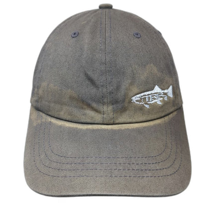 Yupoong Baseball Cap Gray One Size Embroidered TRF Fish Slideback Hat 6 Panel