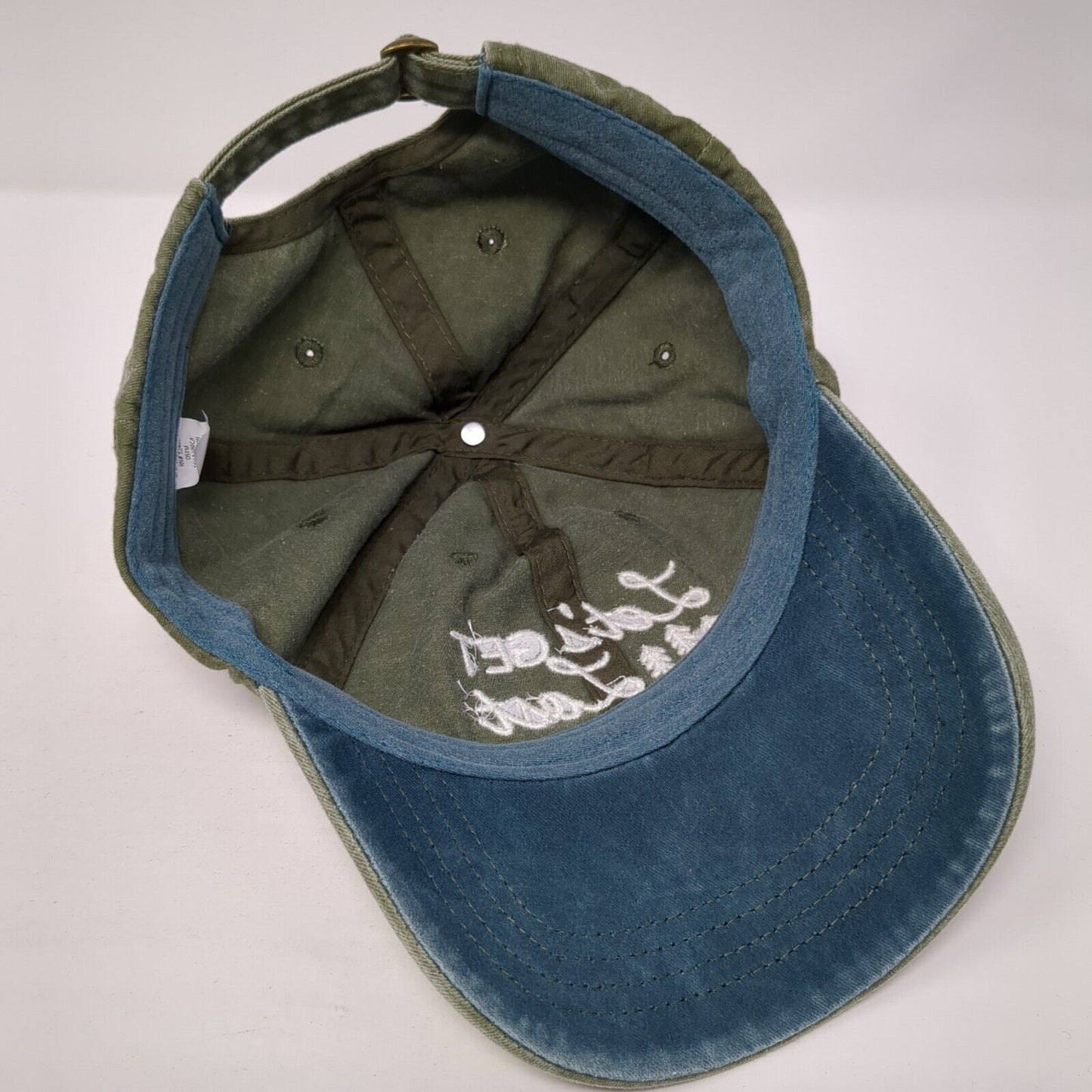 Let's Get Lost Slideback Hat Green OS Adjustable Embroidered 6 Panel Cotton