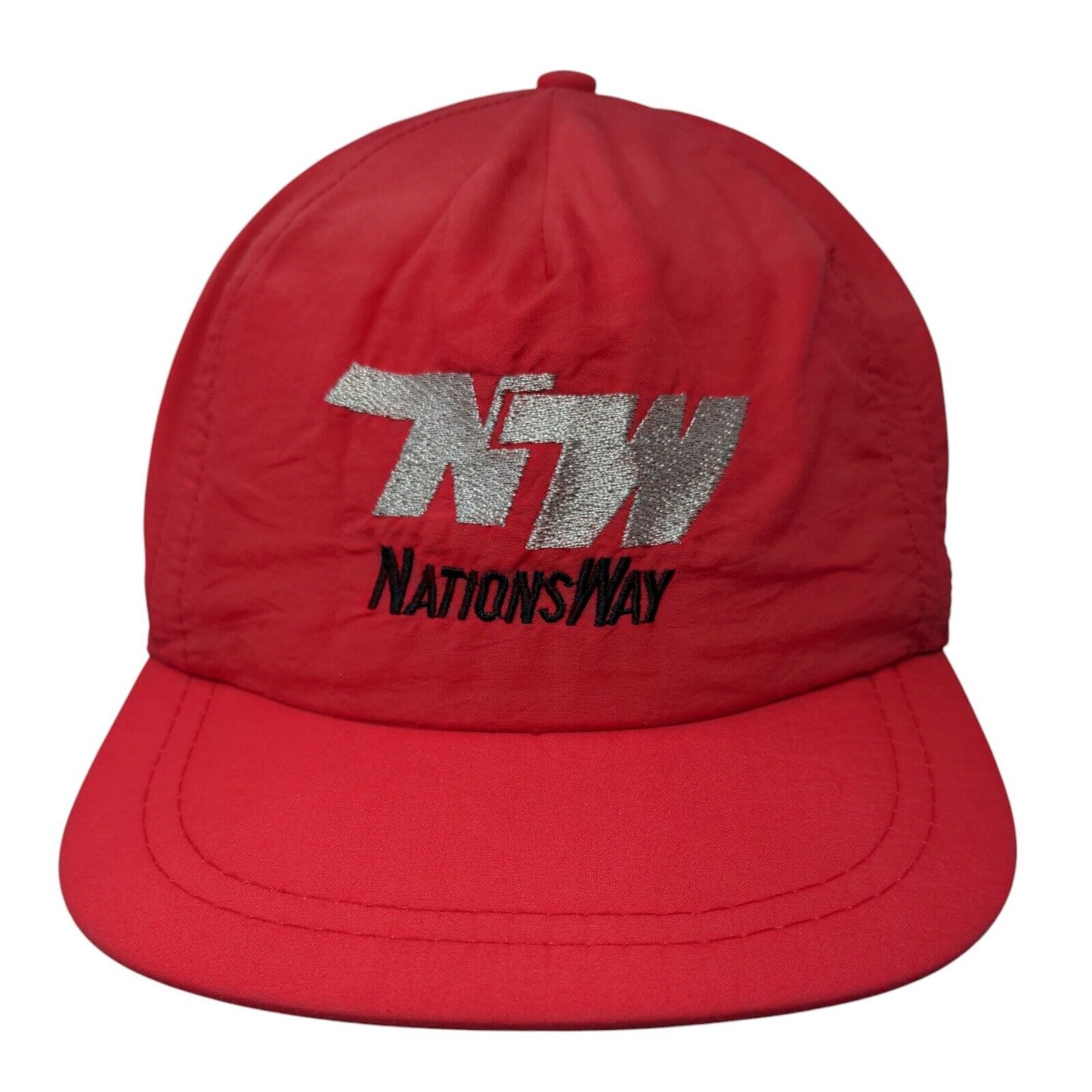 NW Nations Way Slideback Hat Red One Size Embroidered Leather Strap