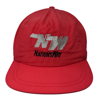NW Nations Way Slideback Hat Red One Size Embroidered Leather Strap