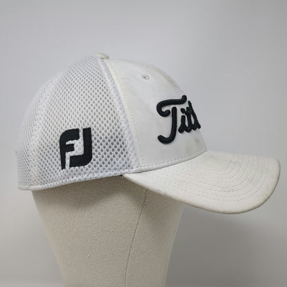 Titleist Baseball Cap White L Mesh Back Stretch Fit New Era Pro V1 FJ Golf Hat