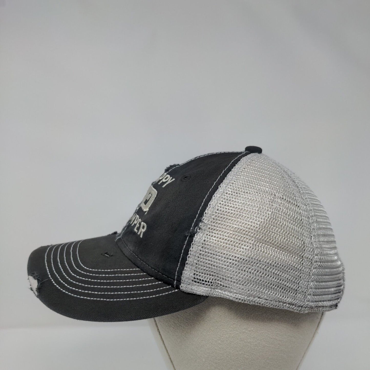 Happy Camper Slideback Trucker Hat Black One Size Embroidered Sportsman