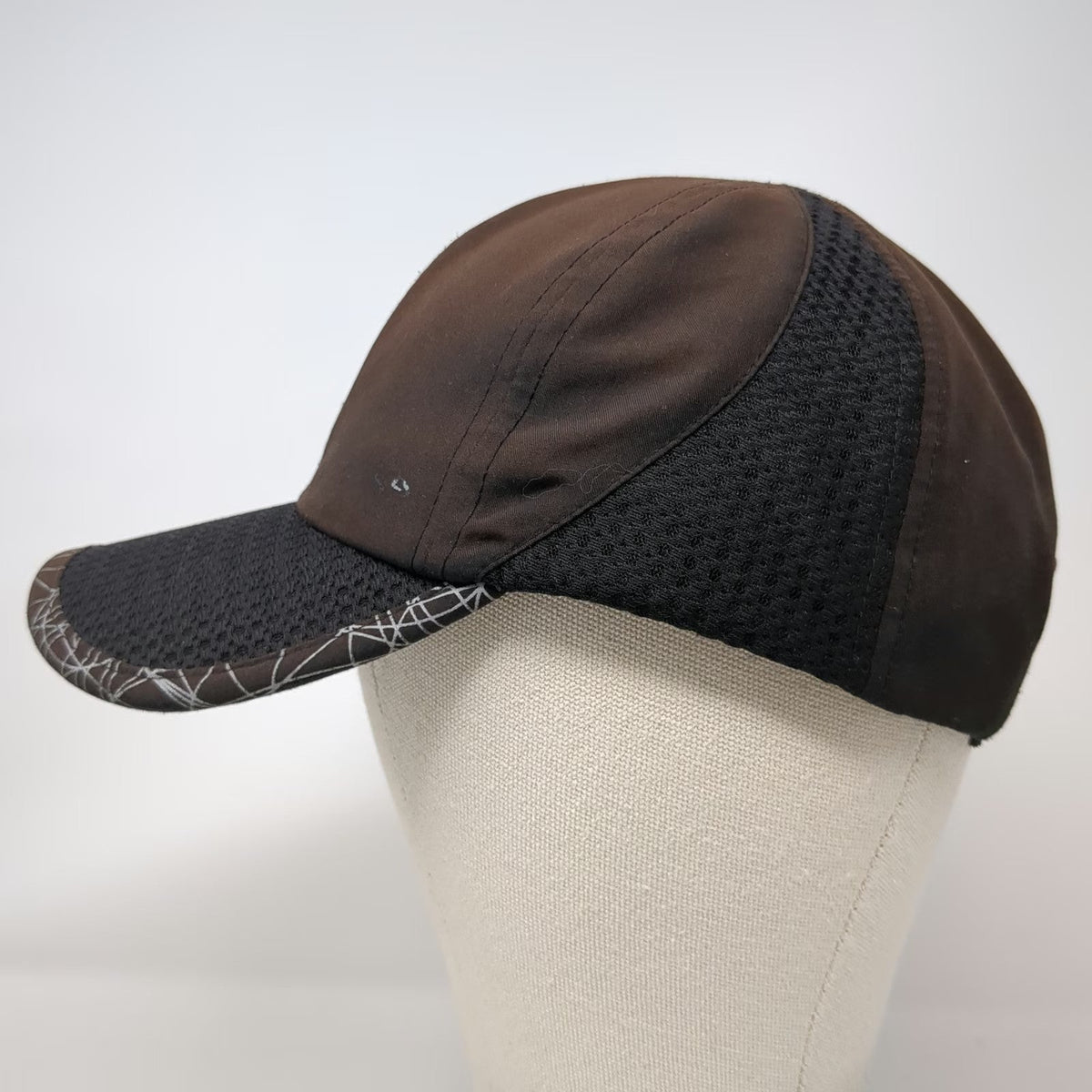 Champion Baseball Cap Brown One Size Black Mesh Strapback Scribble Pattern Hat