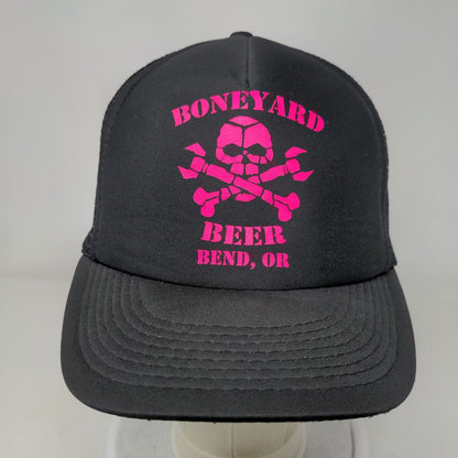 Boneyard Beer Skull and Bones Snapback Mesh Back Trucker Hat Black OSFM Otto