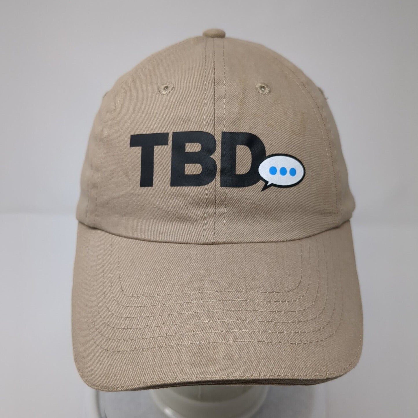 TBD Strapback Hat Tan One Size Adjustable Vented Holes 6 Panel Norwood Cotton