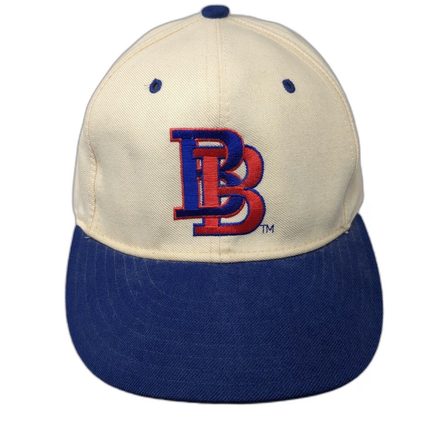New Era Cap Beige Blue 7 5/8 Buffalo Bills 5950 Wool Made in USA Hat Vintage NFL