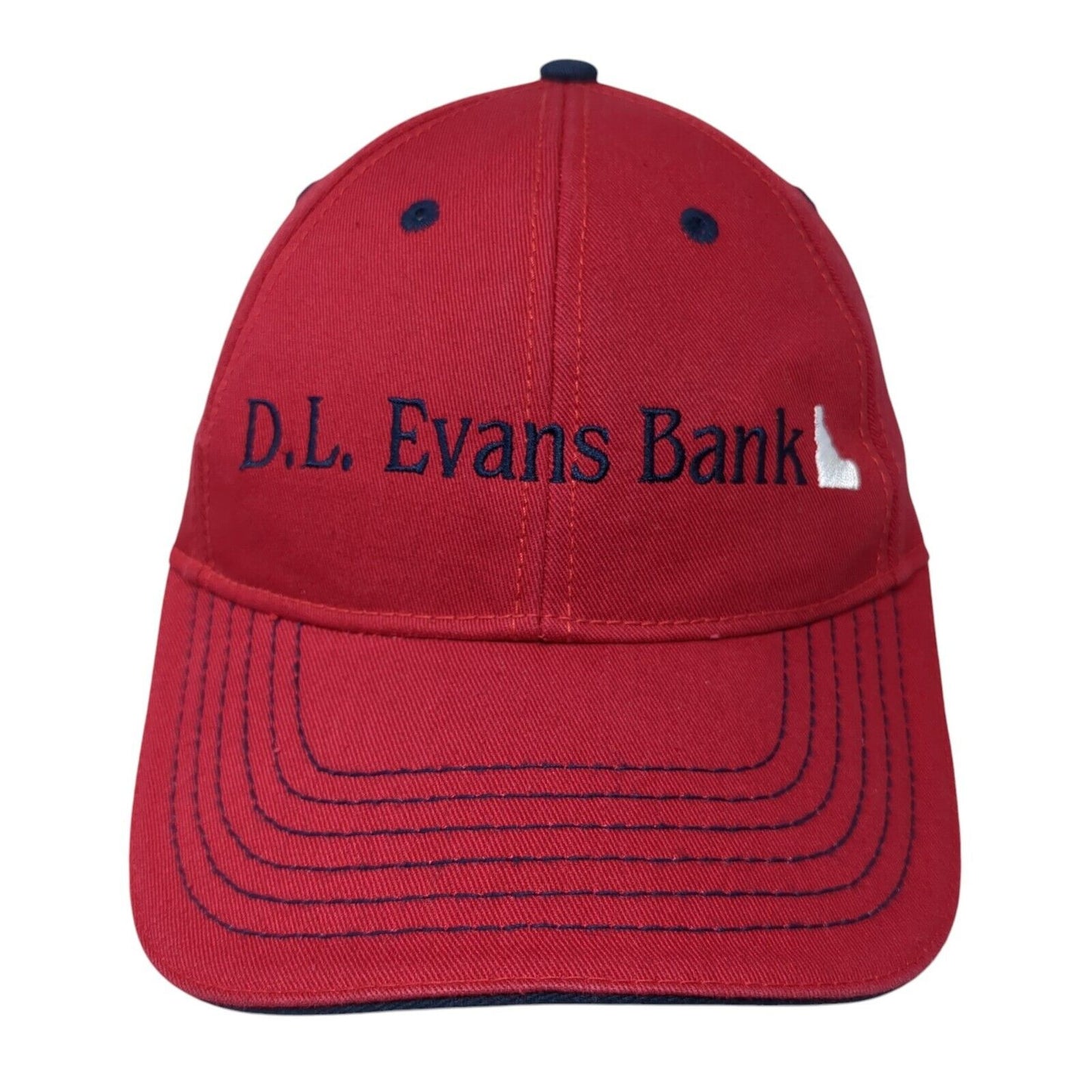 D.L. Evans Bank Idaho Strapback Hat Red One Size Embroidered 6 Panel