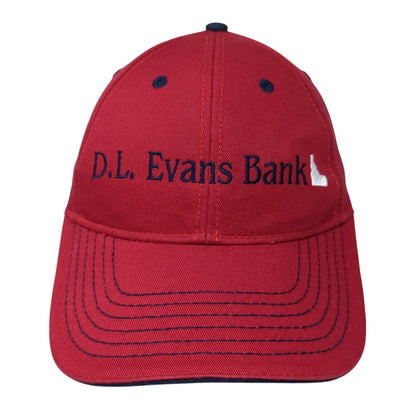 D.L. Evans Bank Idaho Strapback Hat Red One Size Embroidered 6 Panel