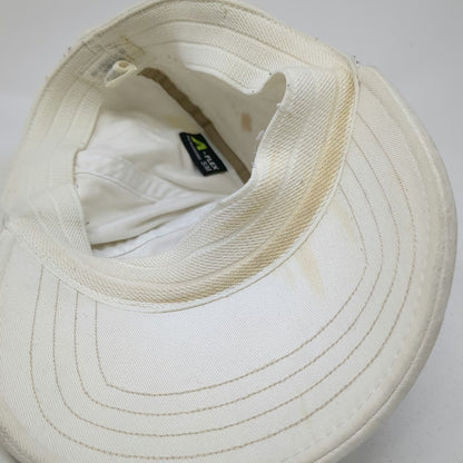 American Eagle Baseball Cap White M Logo AE-23 Distressed Stretch Fit Hat 1977