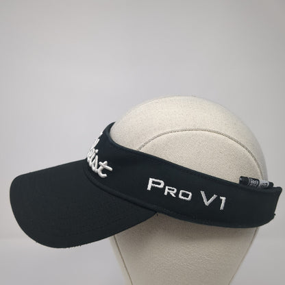 Titleist Pro V1 Strapback Visor Hat Black One Size Adjustable New Era