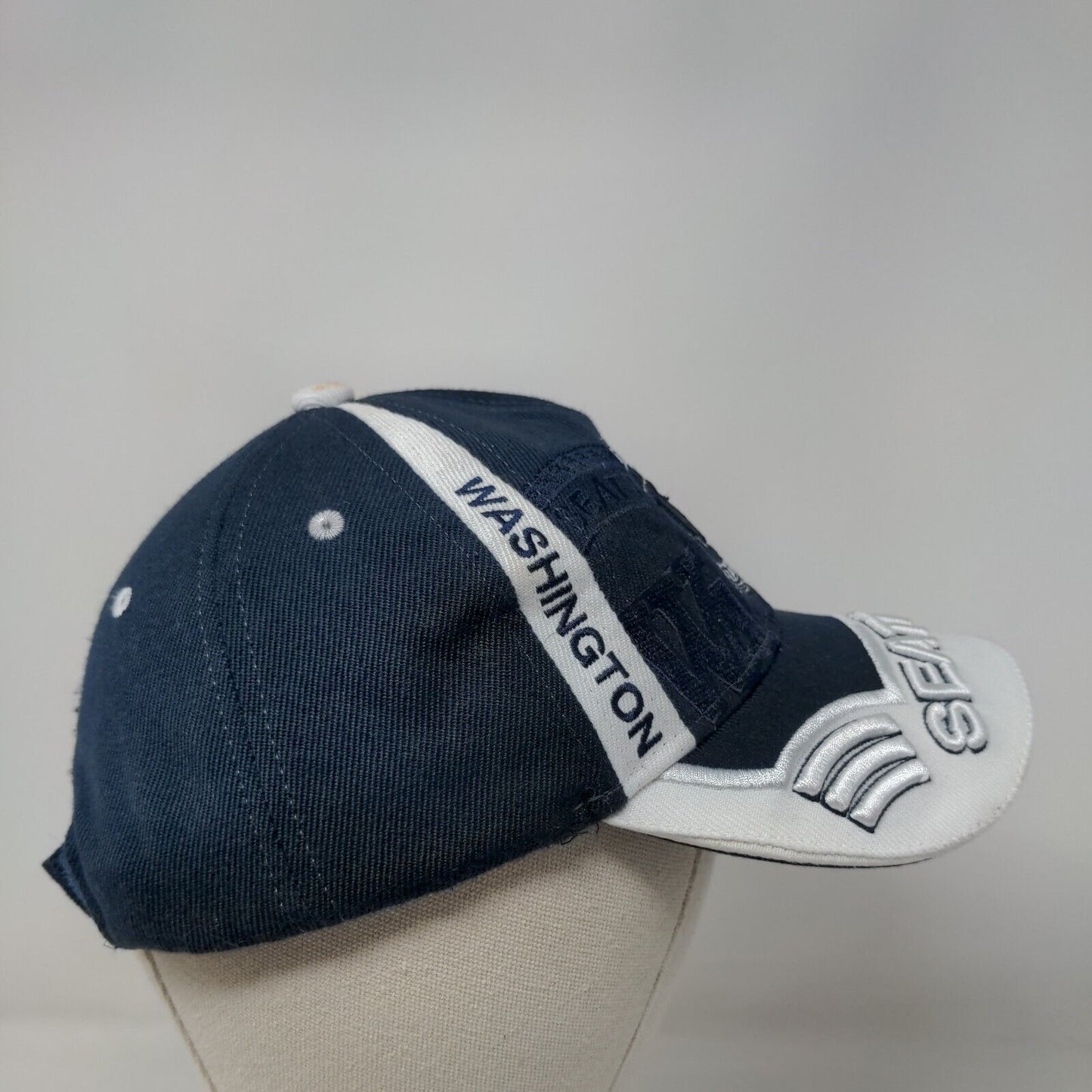 Seattle Washington Strapback Hat Blue One Size Embroidered Adjustable