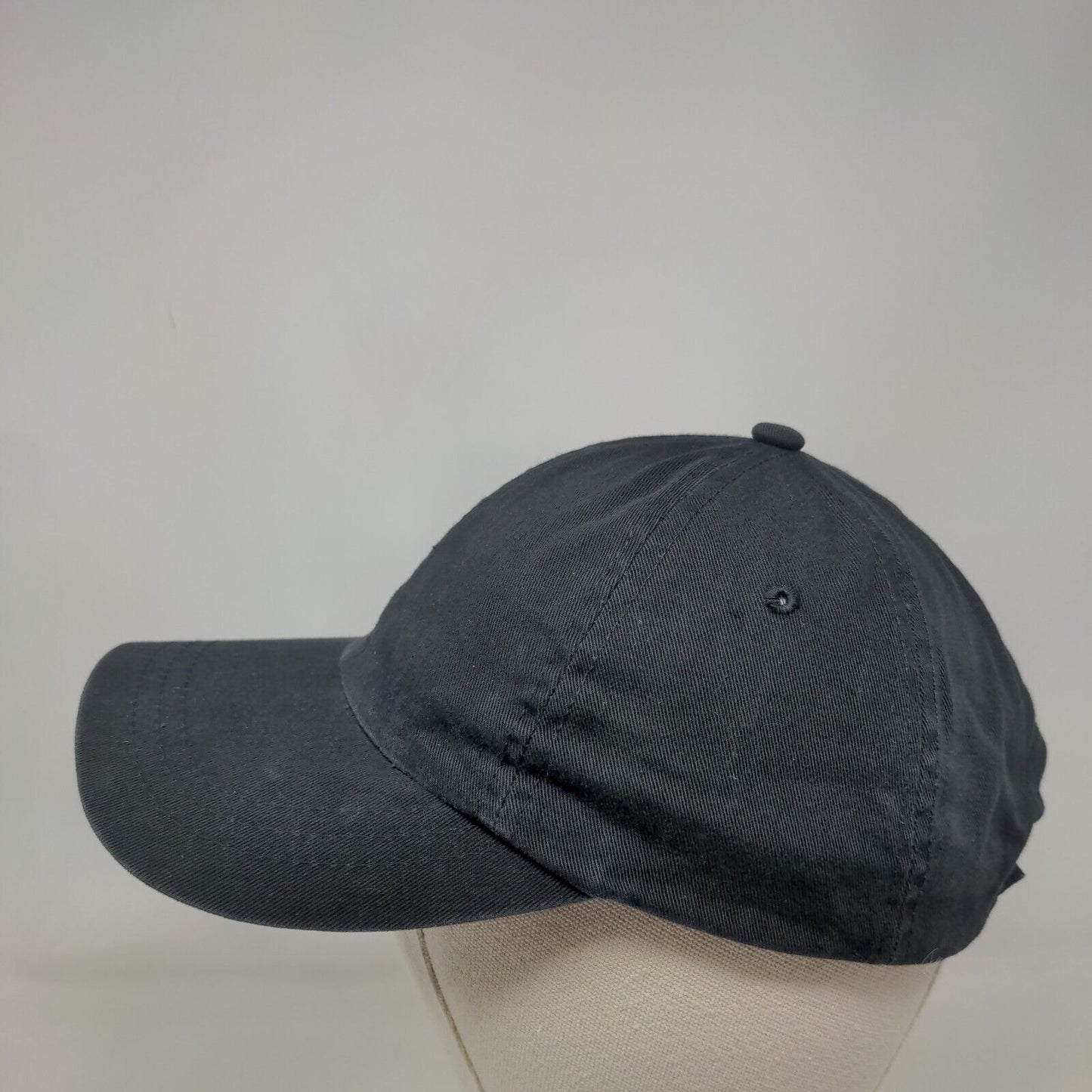 Unbranded Strapback Hat Black One Size Adjustable Blank Solid 6 Panel