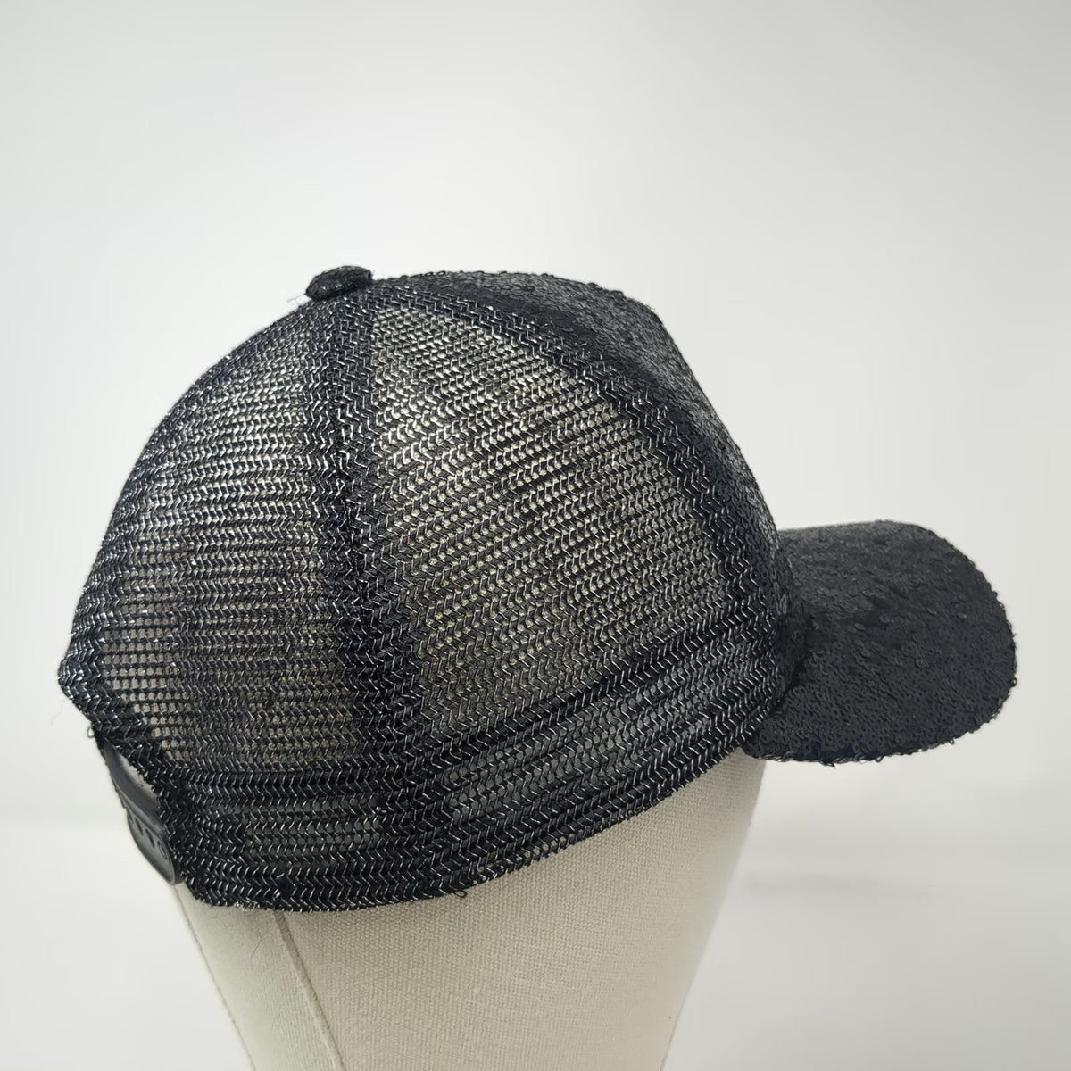 Trucker Hat Black One Size Sequin Mesh Back Snapback Fashion Bling Sparkle
